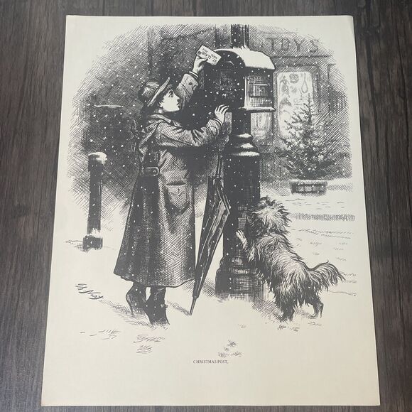Christmas Post Thomas Nast Woodblock Engraved Print 1879 Harper's Weekly Rare - Picture 2 of 16
